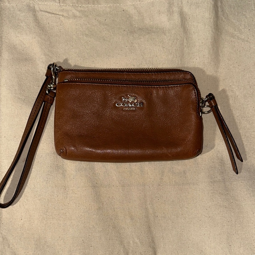 Coach Tan Leather Wristlet